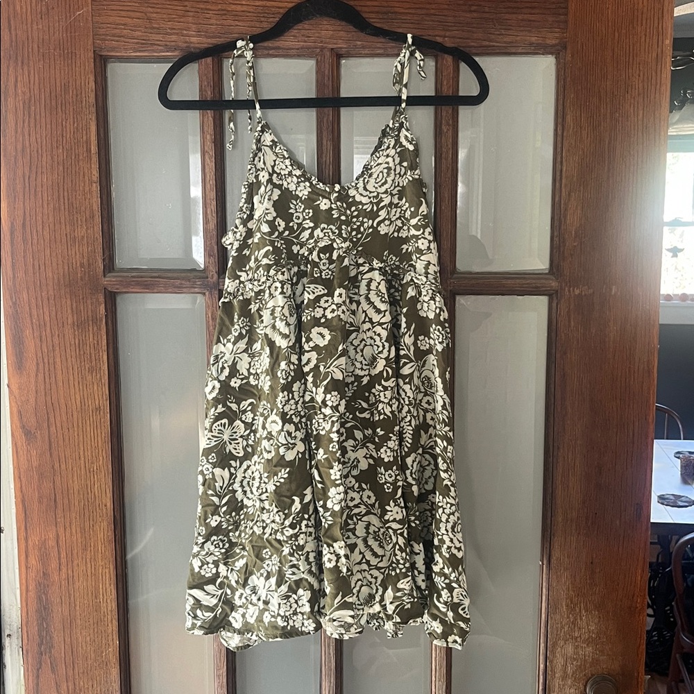 Floral Green and White Dress
